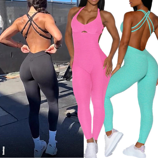 New Nylon Pad Women Yoga Set Rompers One Piece Jumpsuit Gym Exercise