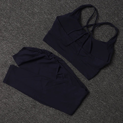 TRY TO BN Women's Tracksuit Sports Bra Fitness Yoga Set V Back