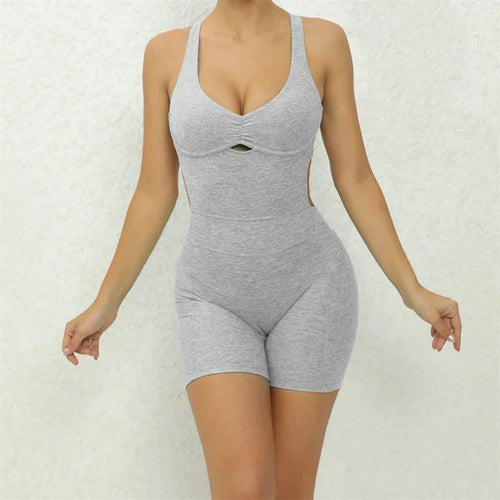 New Nylon Pad Women Yoga Set Rompers One Piece Jumpsuit Gym Exercise