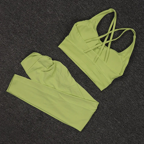 TRY TO BN Women's Tracksuit Sports Bra Fitness Yoga Set V Back