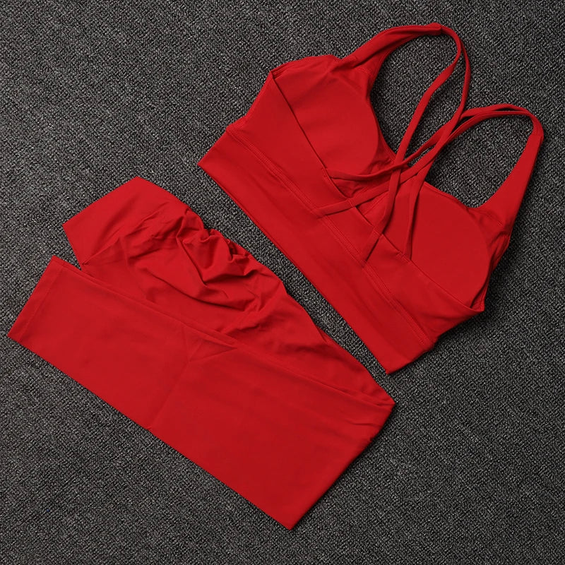 TRY TO BN Women's Tracksuit Sports Bra Fitness Yoga Set V Back