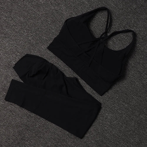 TRY TO BN Women's Tracksuit Sports Bra Fitness Yoga Set V Back