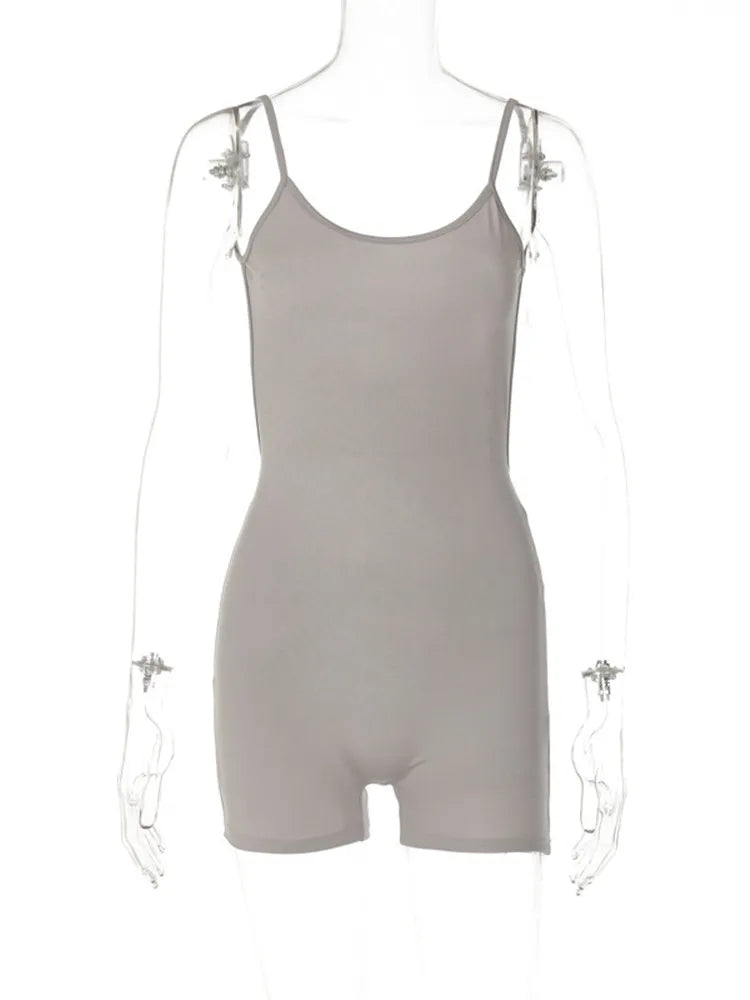 Backless Fashion Solid Playsuits Sleeveless Sporty Fitness