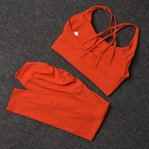 TRY TO BN Women's Tracksuit Sports Bra Fitness Yoga Set V Back